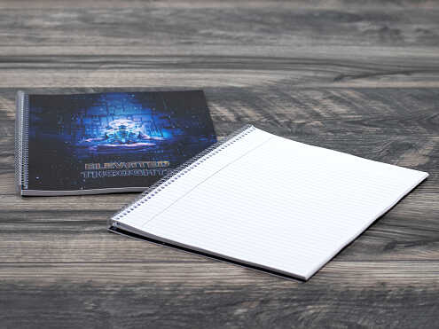 Custom notebook printed with college-ruled lined pages